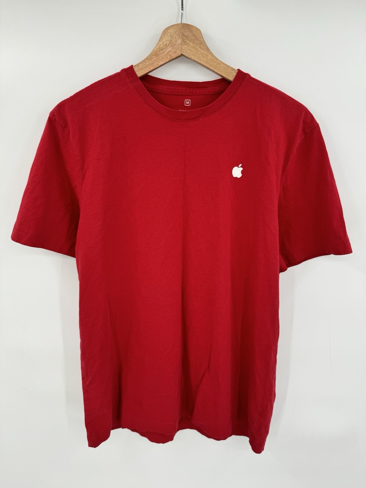 Lot Of 2 Apple Shirt Mens Medium Red Employee Short Sleeve Logo Work Uniform gallery