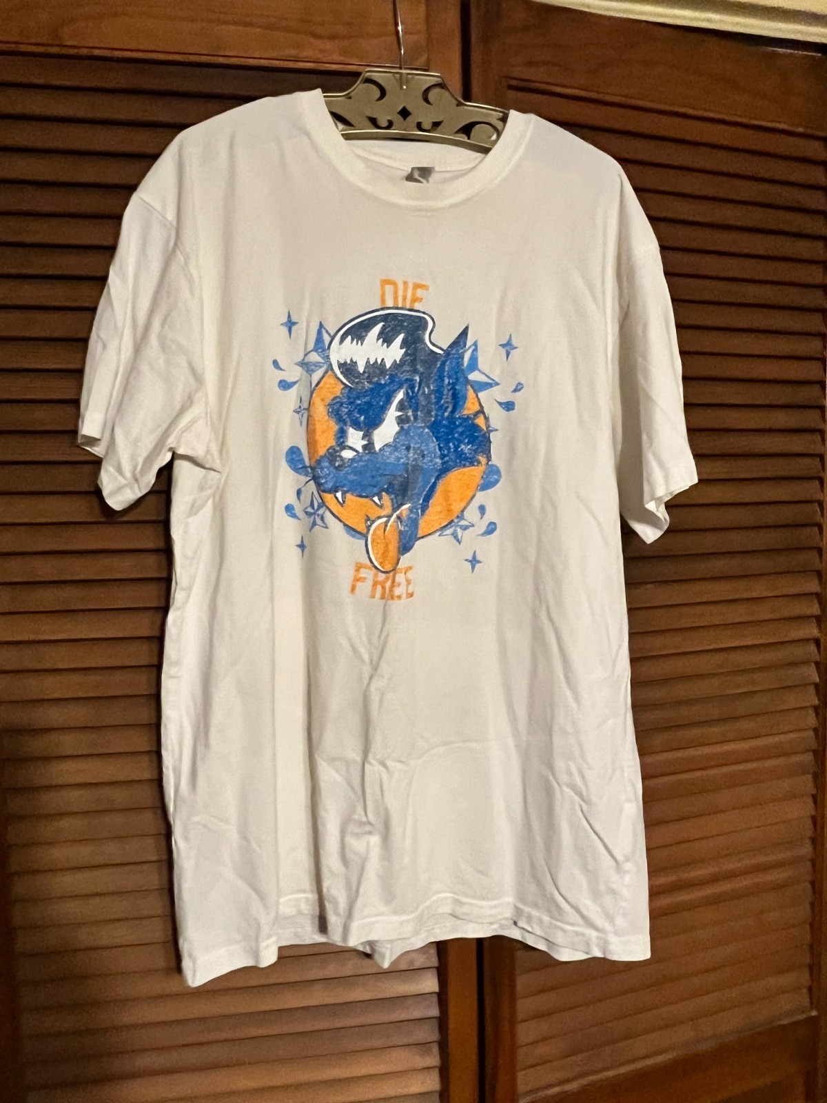 AS COLOUR Graphic T Shirt Mens Large White Die Free Print Short Sleeve 22x29 gallery