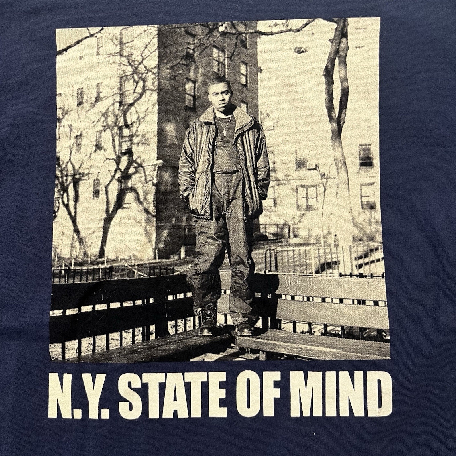 The Thread Shop Blue Long Sleeve Nas N.Y. State of Mind Tee L Made in USA gallery