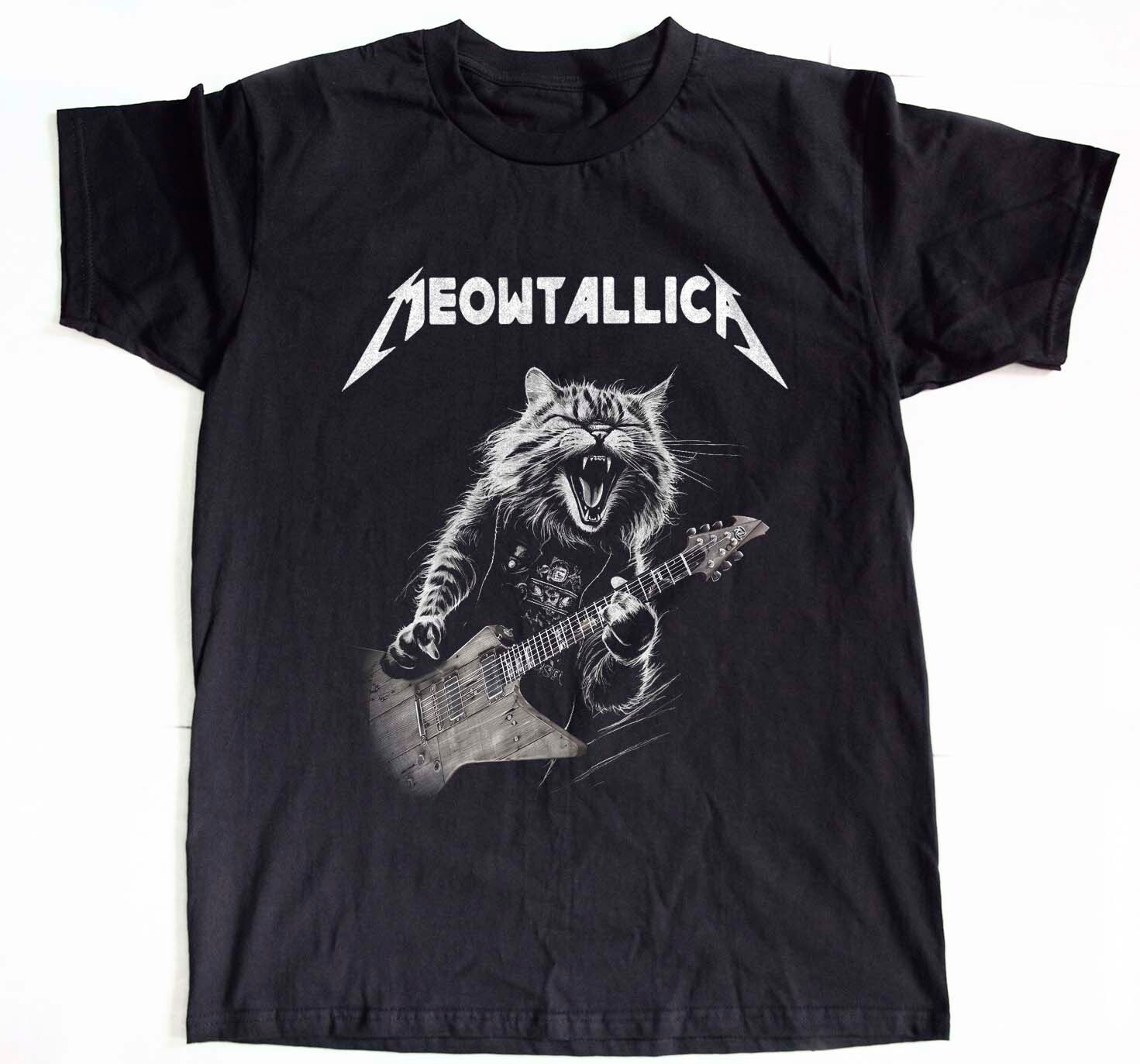 Meowtallic, Metallica Rock Cat Playing Guitar Funny T shirt All Size gallery