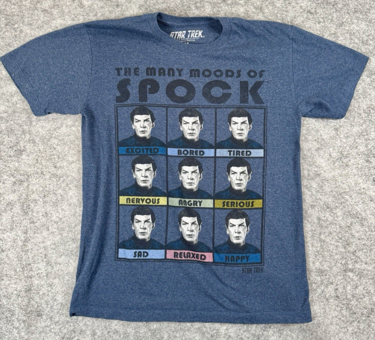Star Trek Mens Blue The Many Moods of Spock T-Shirt Size M gallery