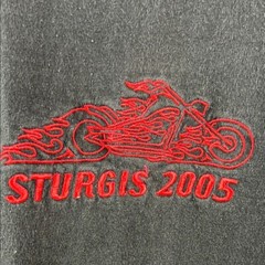 Hot Leather Sturgis 2005 Black with Red Embroidered Biker T-Shirt Size L
