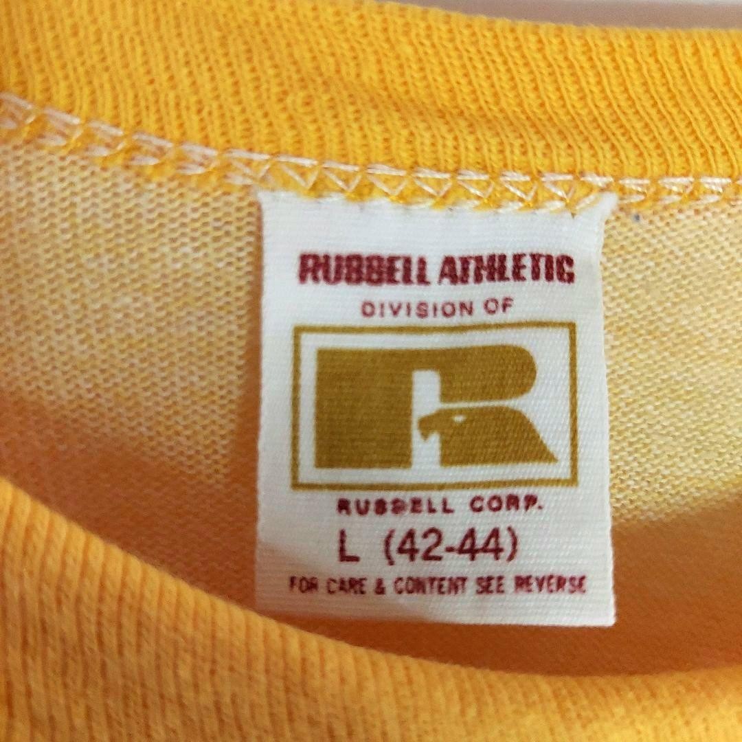 70s Russell Athletic Wisconsin Mosquito State Bird Ringer T-Shirt L Yellow gallery