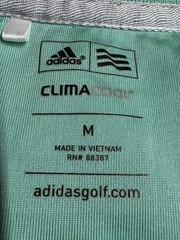 Adidas Men M Golf Polo Shirt Polyester Mint Green Striped ClimaCool
