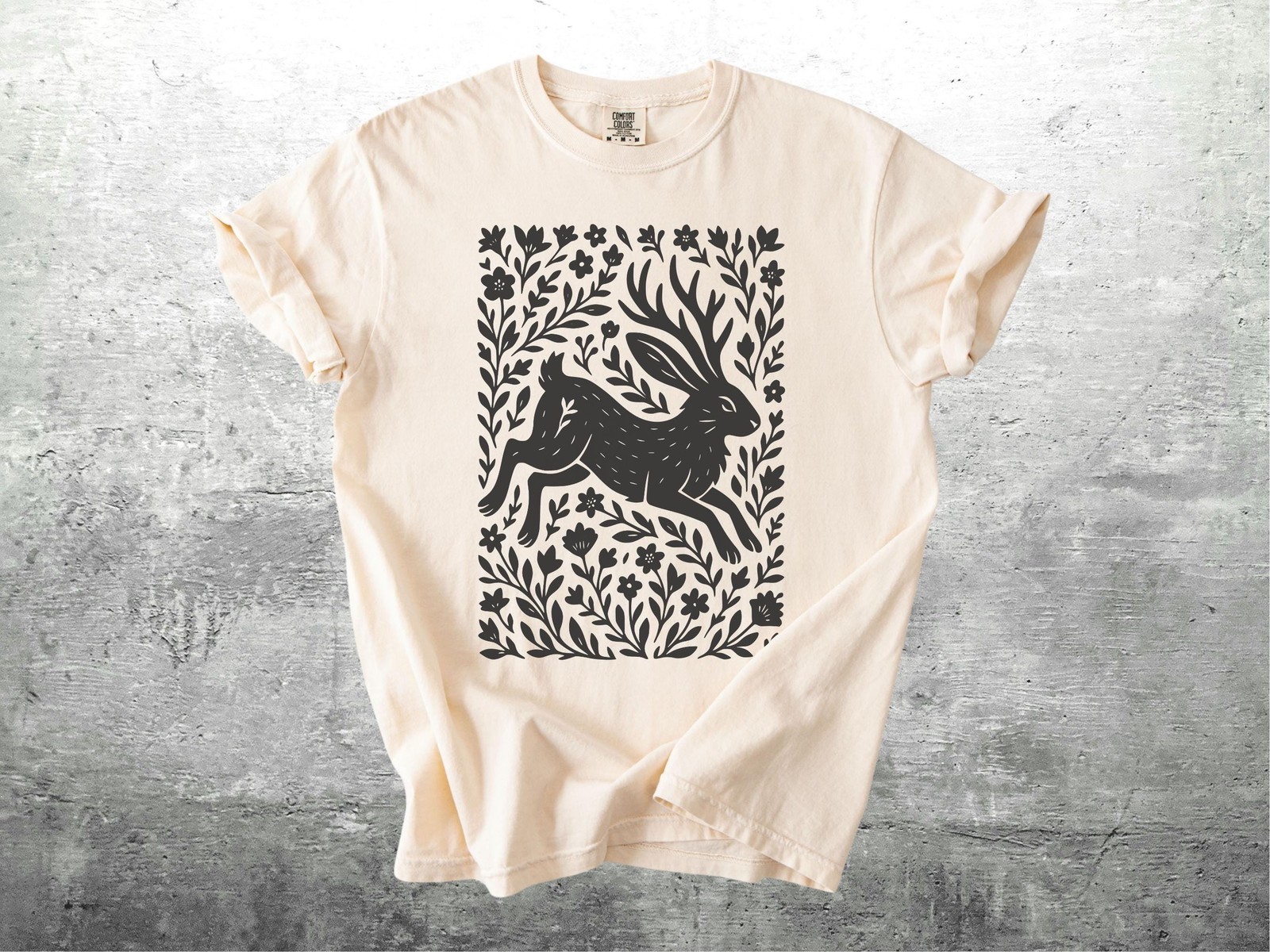 Jackalope Shirt, Dark Cottagecore, Fairycore, Goblincore, Dark Academia, Floral gallery