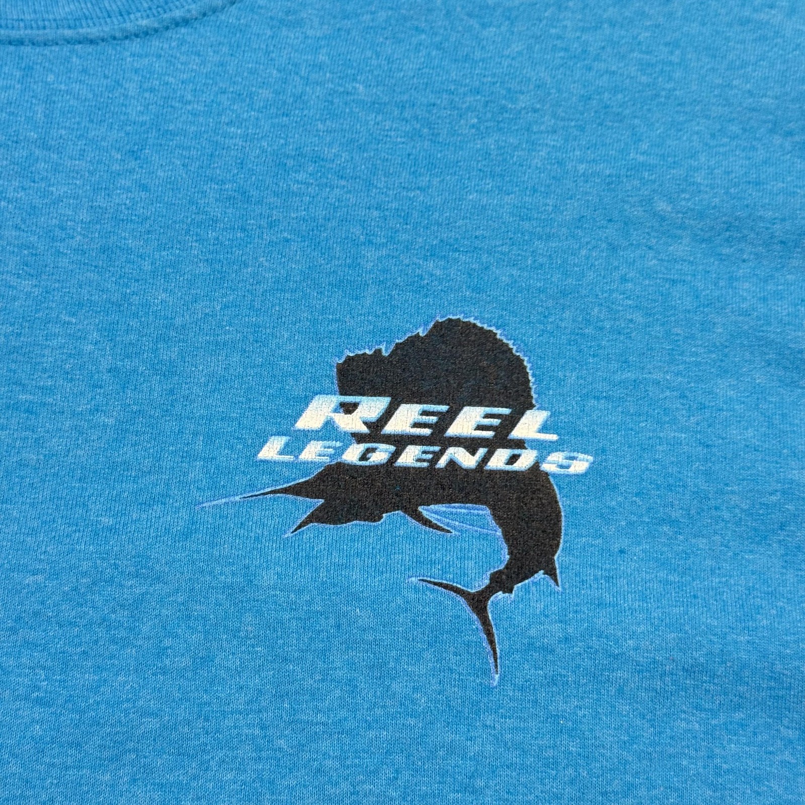 Reel Legends Shirt Mens Large Blue Offshore Fishing Graphic Short Sleeve Marlin gallery