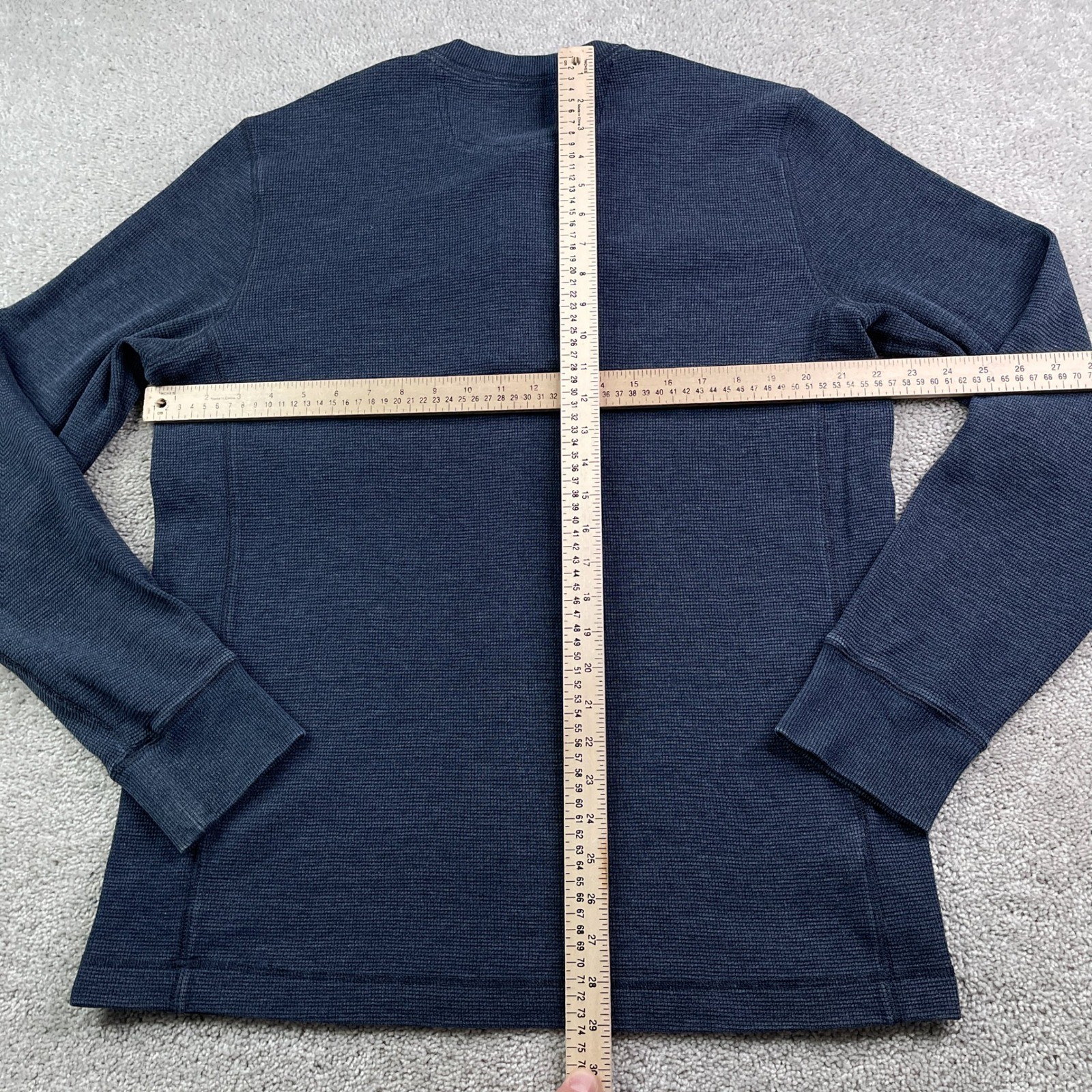 Eddie Bauer Shirt Mens Large Tall Blue Henley Waffle Knit Long Sleeve Thermal gallery