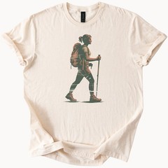 Hiker Adventurer Graphic Tee Retro Outdoor Explorer Design