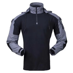 Tactical Combat Shirts Men Long Sleeve Breathable T-Shirt Camo Hooded Quick-Dry