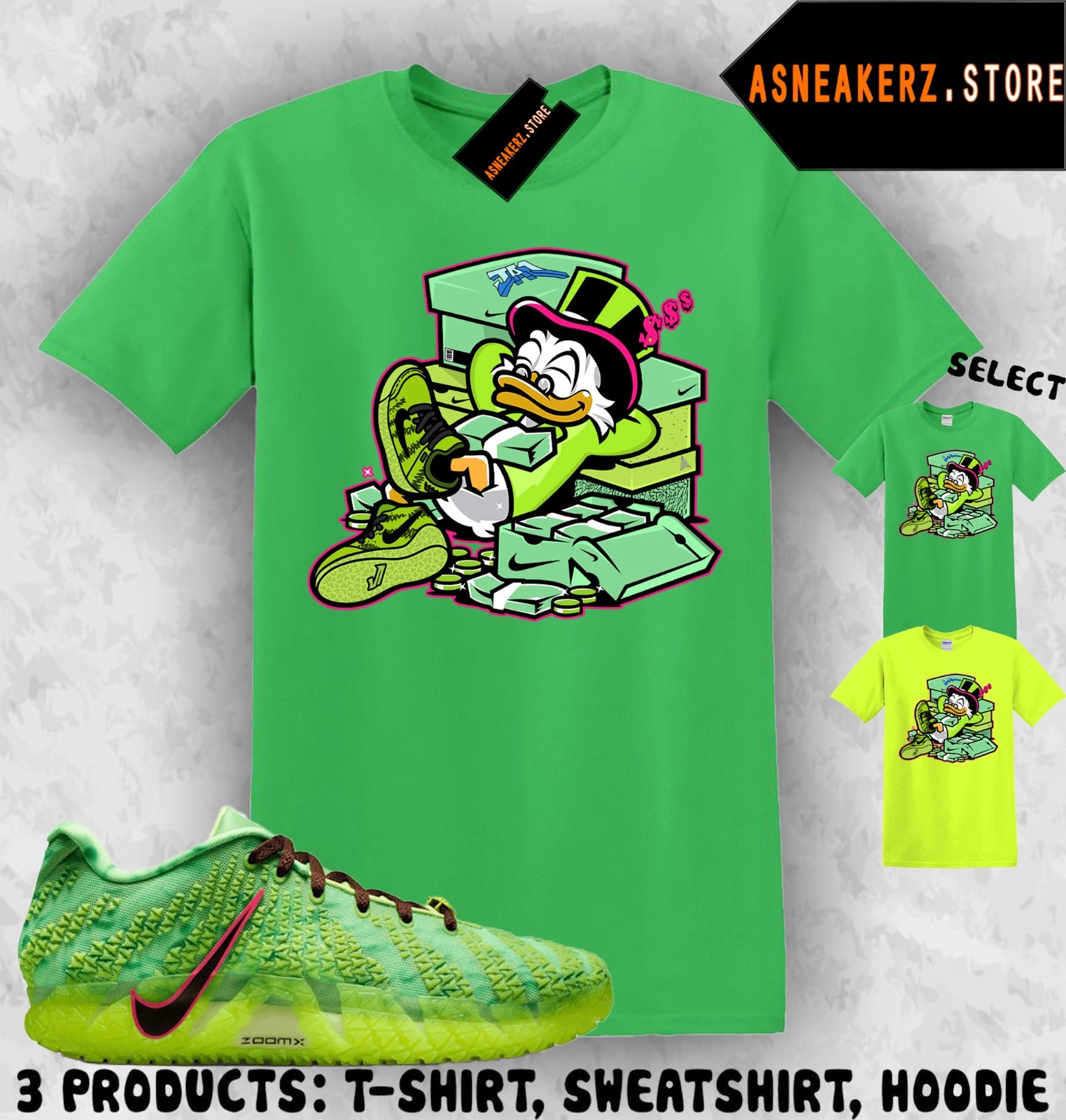 Shirt Match Ja 3 Zombie Spooky Season Sneaker Matching Tee Scrooge Duck T-Shirt gallery