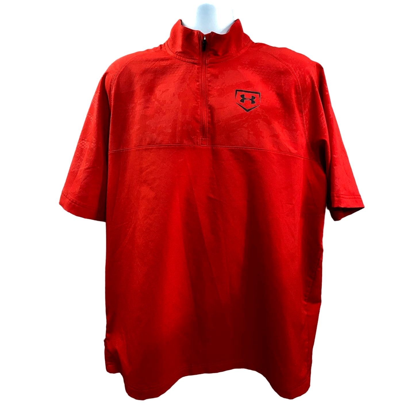 Under Armour XL Mens Loose Fit Red 1/4 Zip Utility Short Sleeve Pullover Jacket