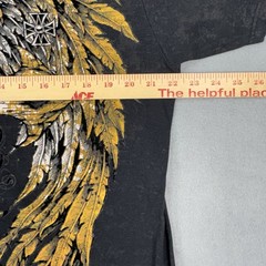 Raw State Redemption Cross Wing Graphic T Shirt Black Gold Biker Mens L Gothic