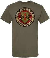 1st Infantry Division Big Red One Printed T-Shirt Army Military 100% Cotton Tee