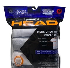 New Head Men’s 4 Pack Crew Neck Cotton Essential T-Shirts Size M (38-40″)