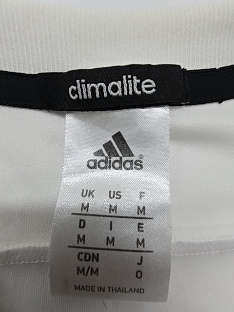 Adidas Men White Striped Climate T-Shirt Size M Regular Crew Neck Logo gallery