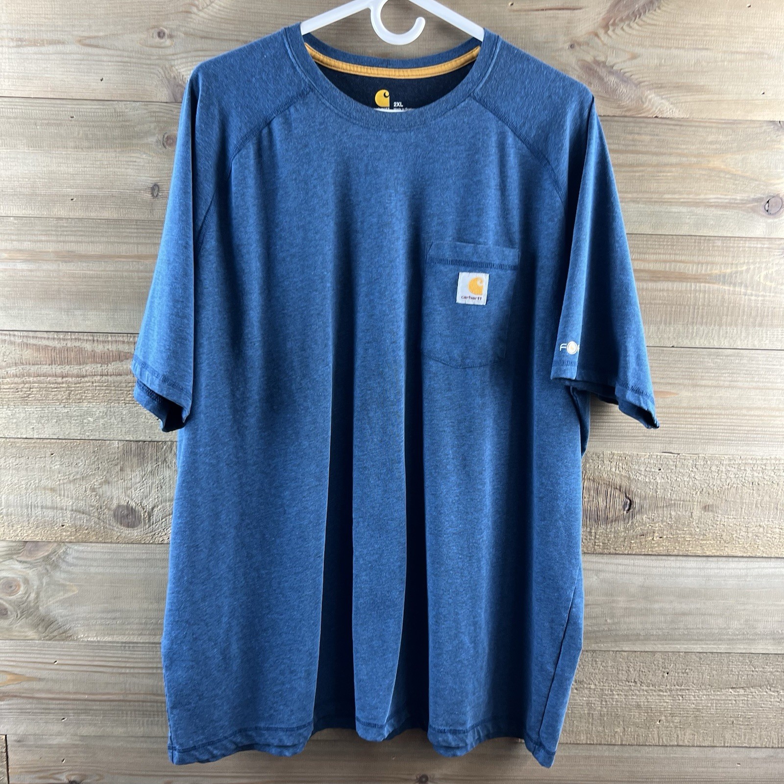 Carhartt Mens Shirt Short Sleeve Force Relaxed Fit Pocket Utility Work Blue XXL