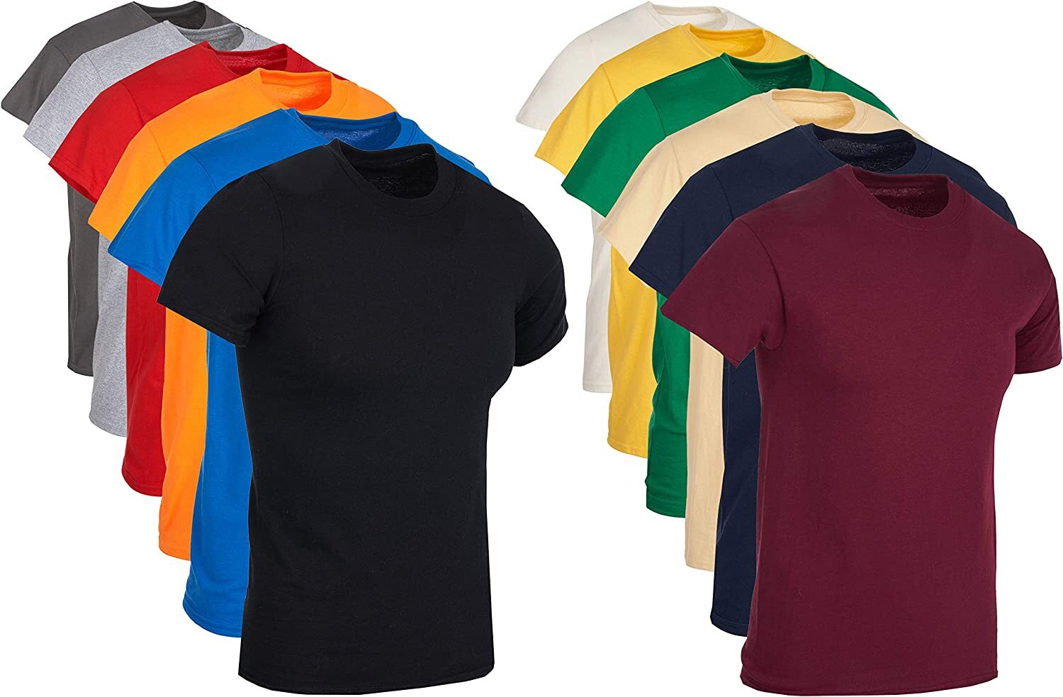 12 Pack BILLIONHATS Mens Cotton Short Sleeve T-Shirts, Crew Tees Pack X-Large gallery