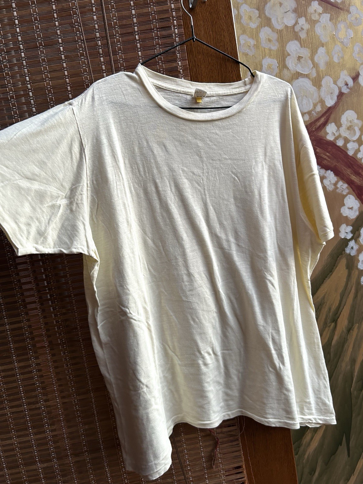 Velva Sheen Rolled Tee In Oatmilk Tube Knit Tubular Loopwheeled Made In USA XL gallery