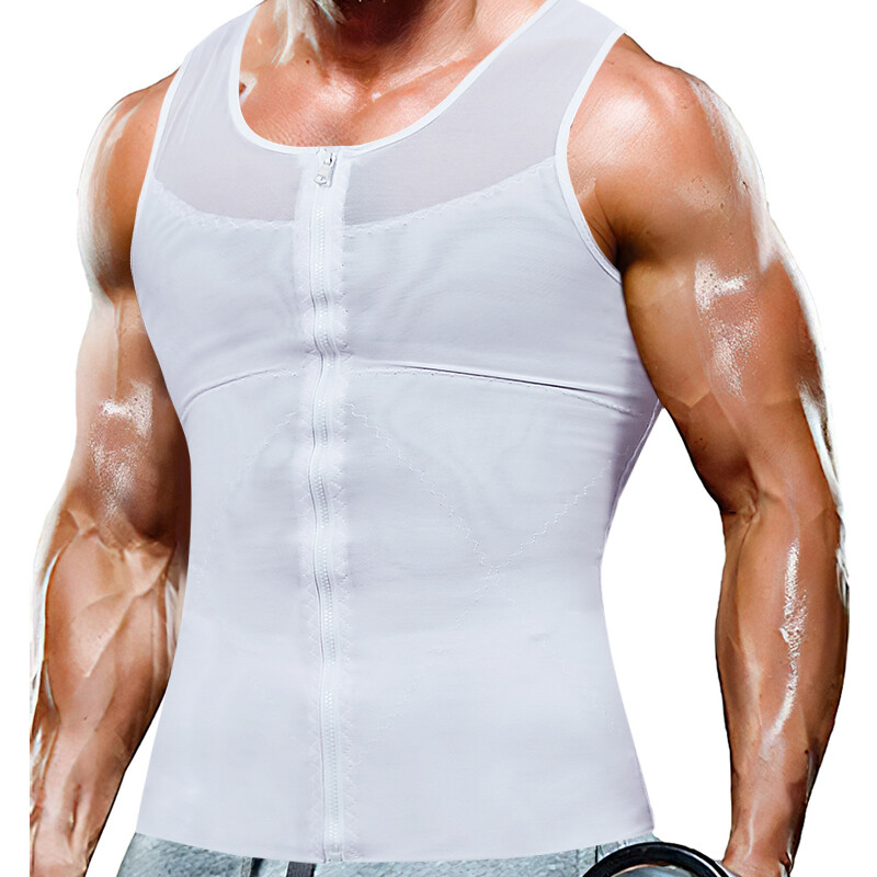 Mens Gynecomastia Moobs Belly Compression Shirt Zipper Slimming Body Shaper Vest gallery