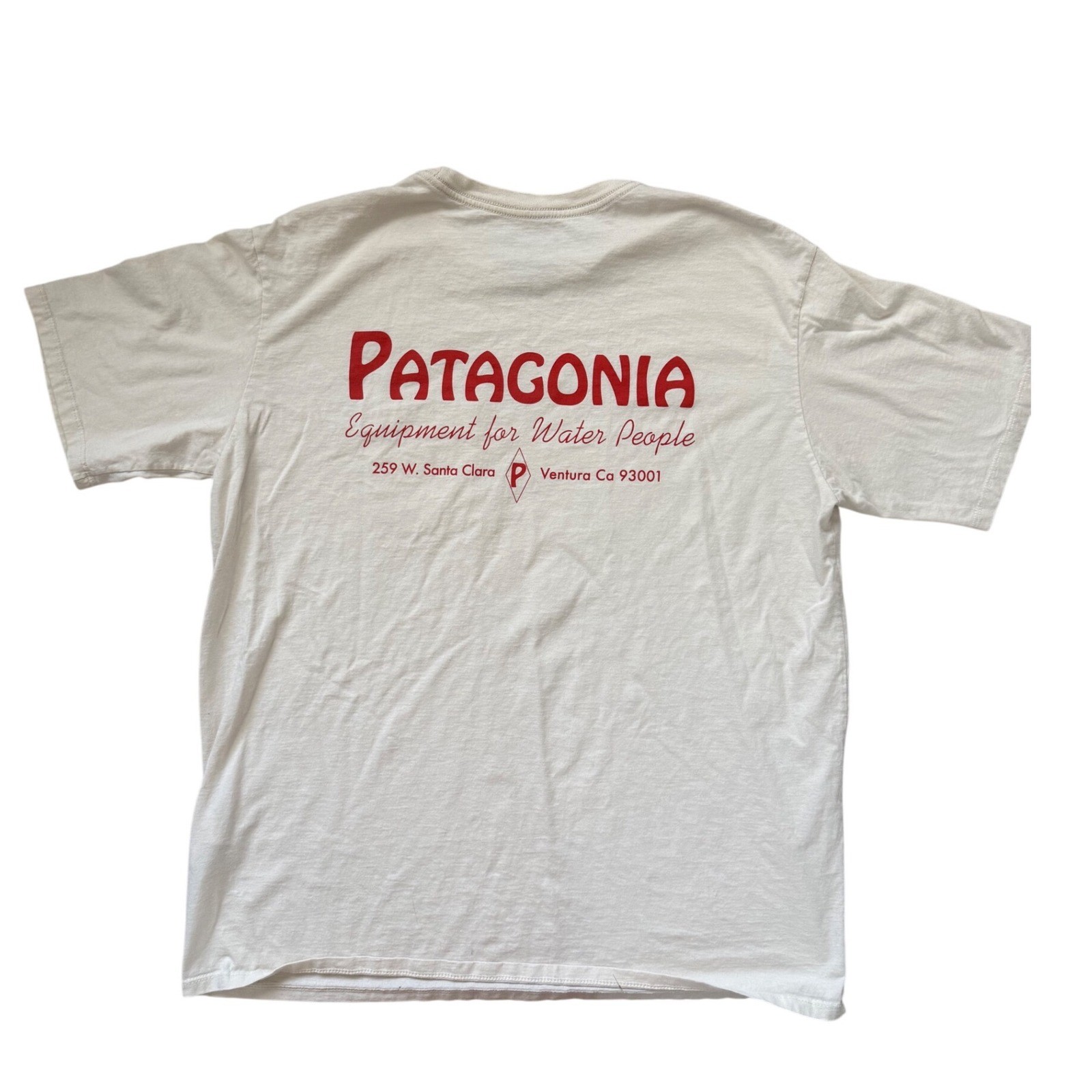 Patagonia Mens Water People Organic Cotton Pocket T-Shirt Cream White Large gallery