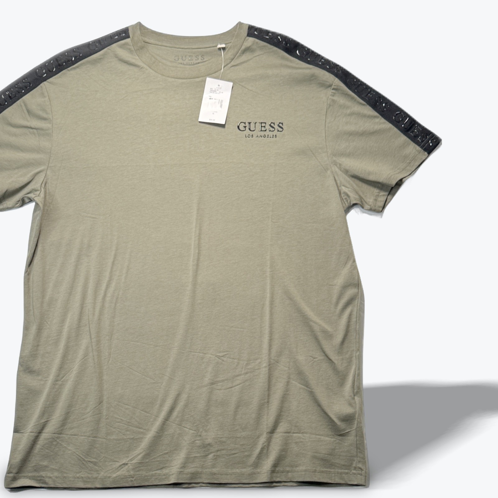 Guess Los Angeles T-Shirt Logo Tape Mens XL Olive Green Short Sleeve NEW