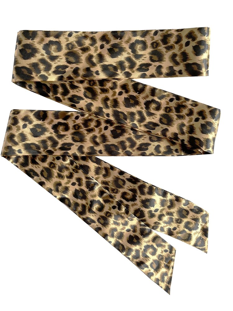 Leopard print dress sash bow sash (Champagne)
