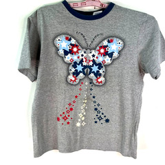 Butterfly Freedom Red White Blue Unisex T-Shirt Size M
