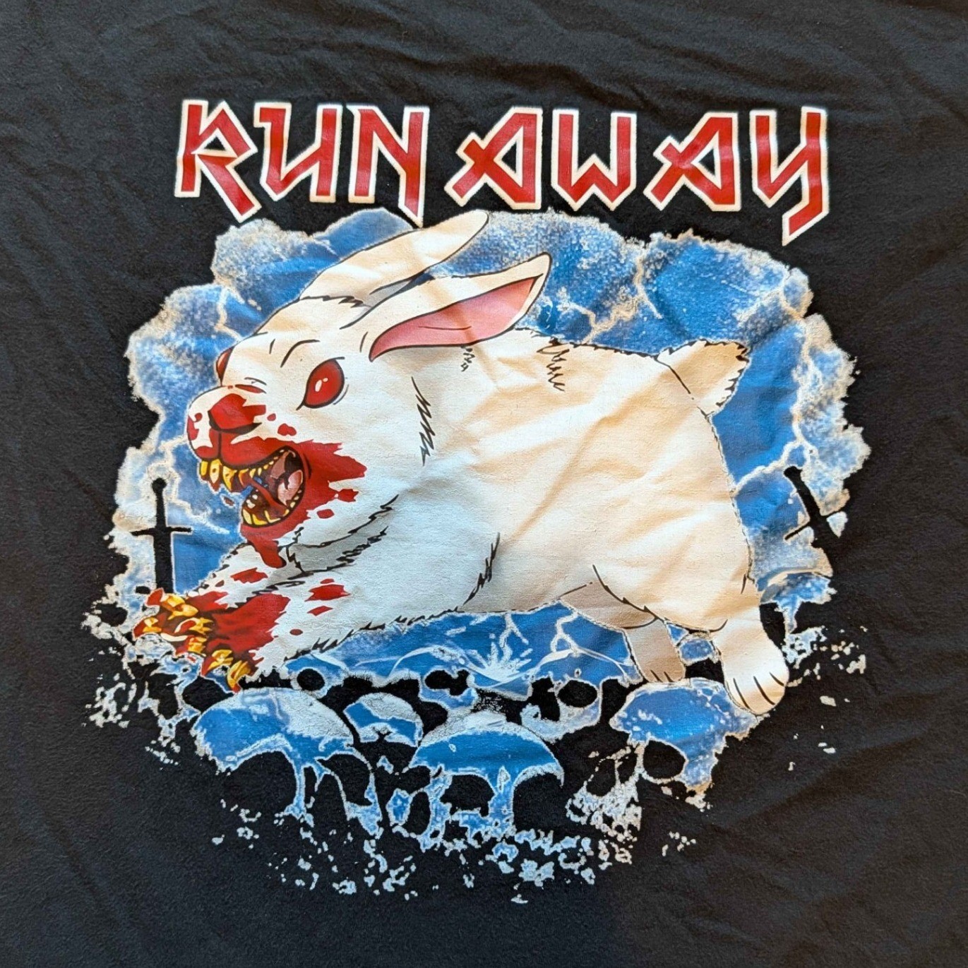 Digiprint Apparel Run Away Killer Rabbit T-Shirt Mens 3XL Black Graphic Tee gallery