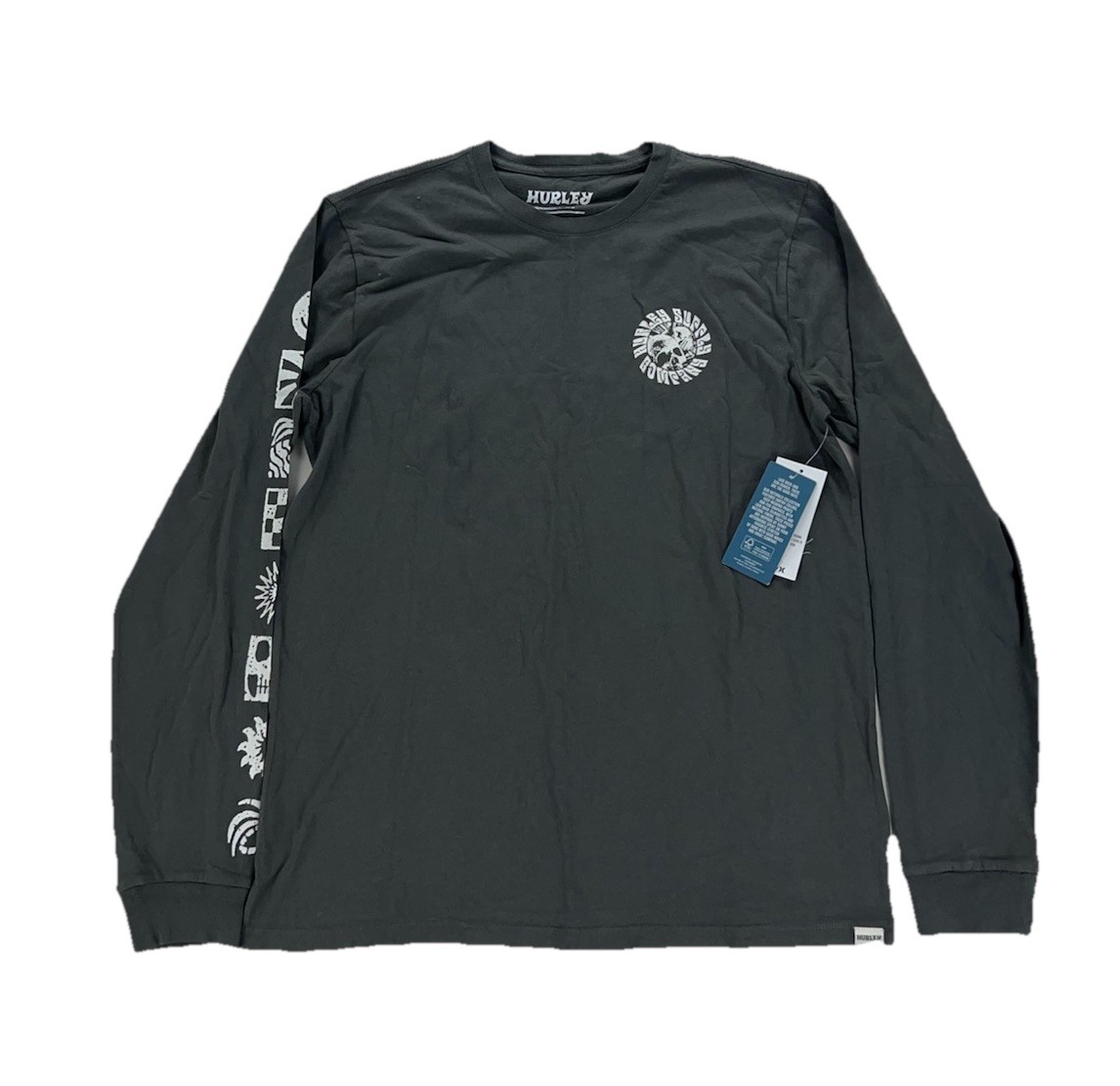 NEW Hurley Naturals Skull Mandala Long Sleeve Mens T Shirt Tee Surf Gray gallery
