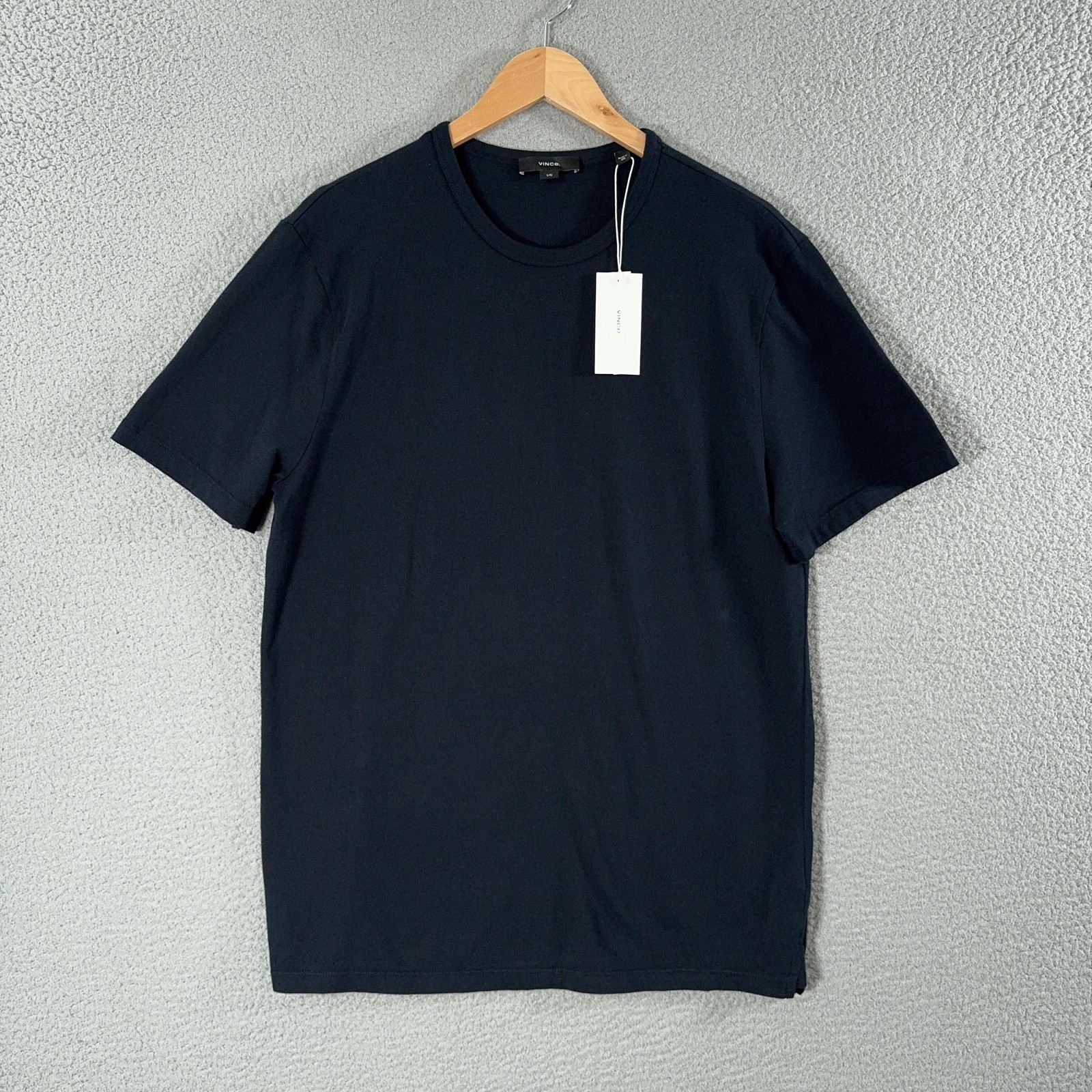 NEW Vince Shirt Mens Large Navy Cotton Garment Dye Crewneck Tee FLAWED