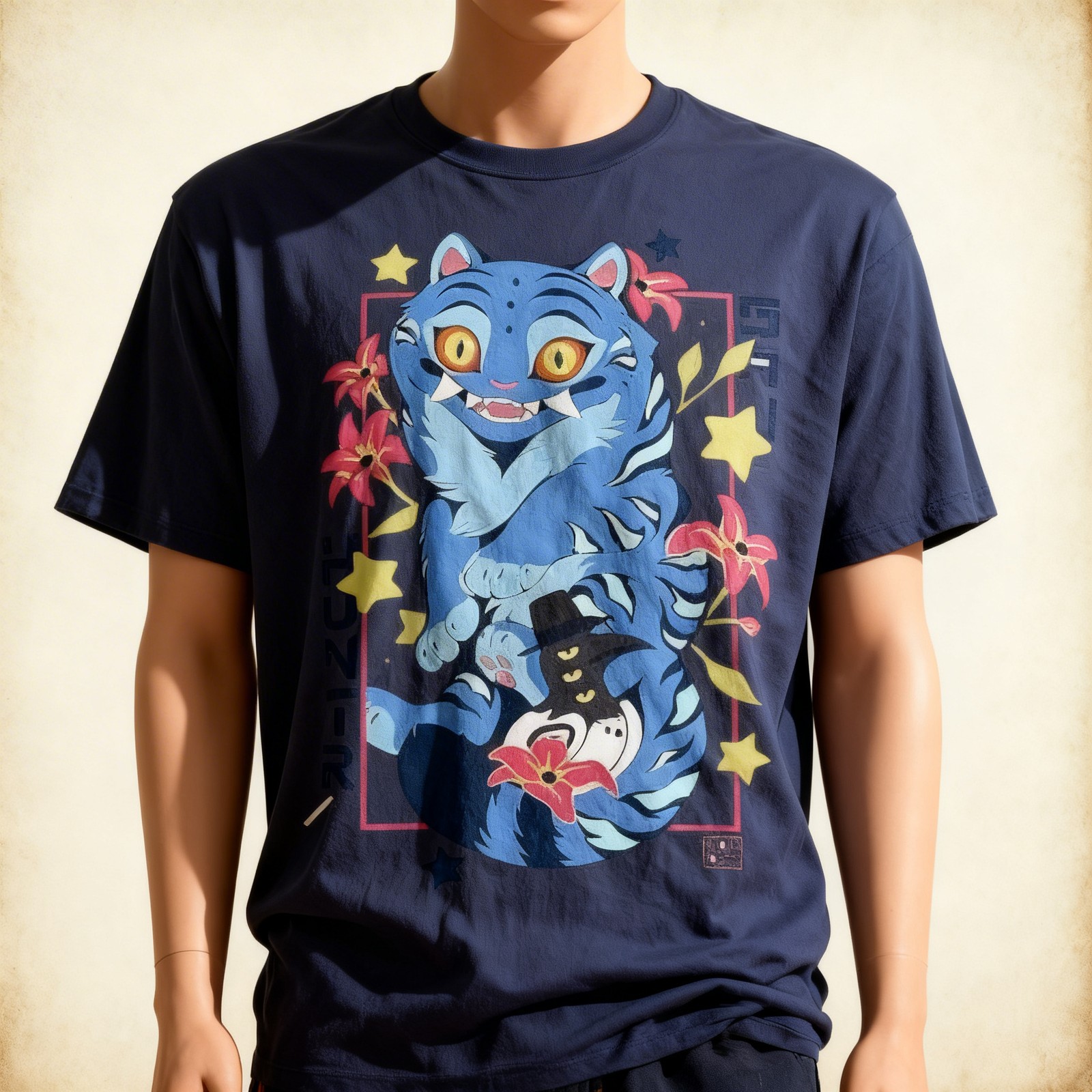 Derpy Tiger And Bird Japanese Art T-Shirt