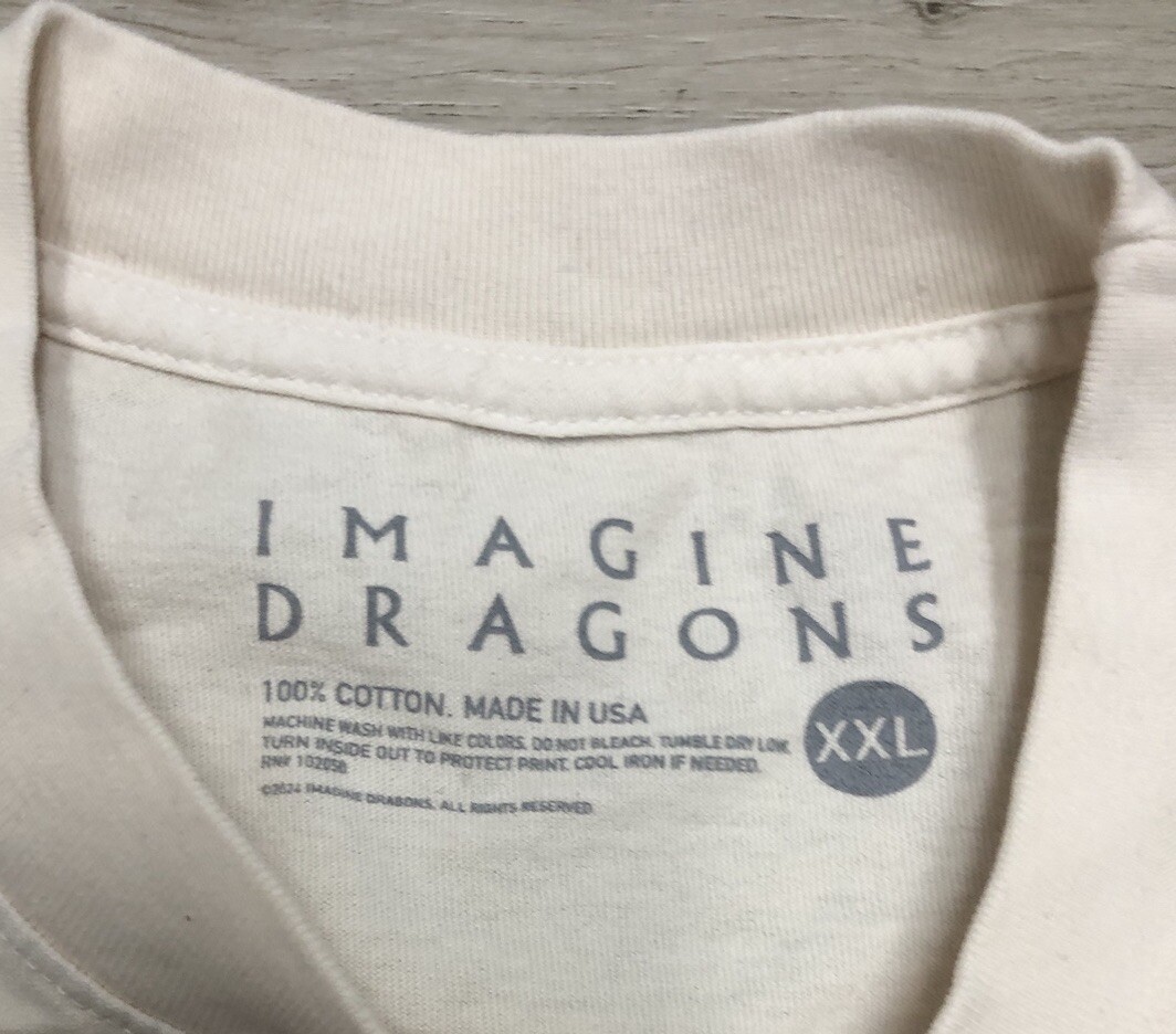 Imagine Dragons T Shirt XXL Cream LOOM World Tour 2024 Merch NEW *flaw gallery