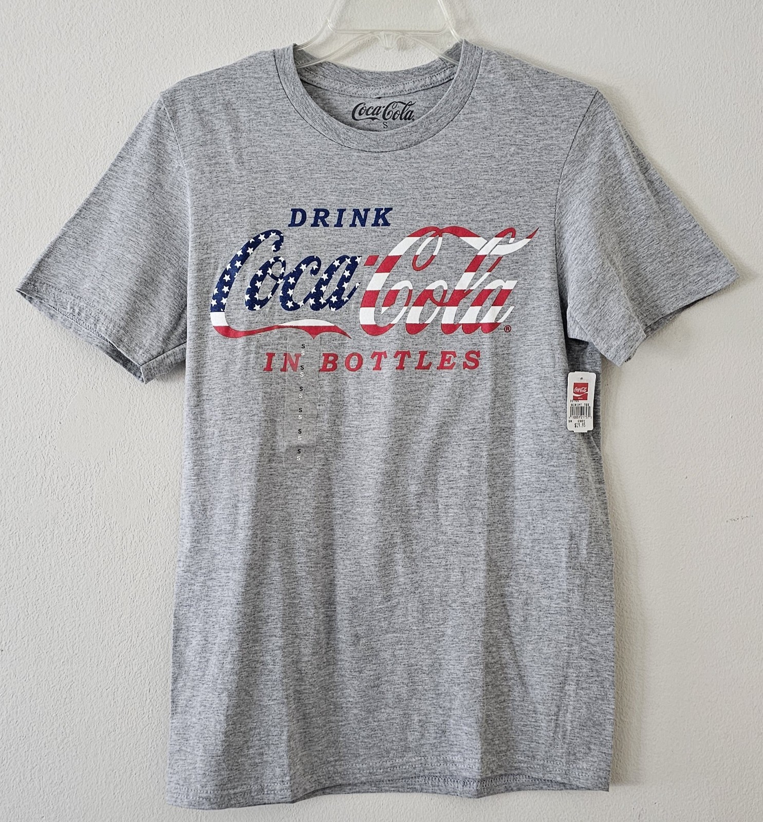 Coca Cola Patriotic American Flag Graphic Gray T-Shirt Small 4th of July NWT gallery