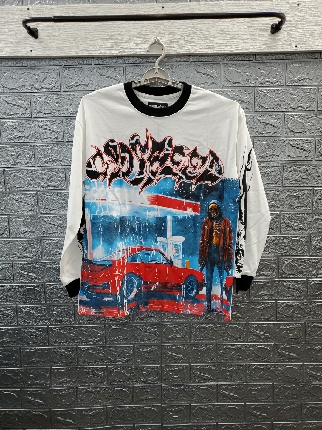New GODSPEED Amican High Street Retro Long Sleeve 2 Sided Tee Multicolor Sz M