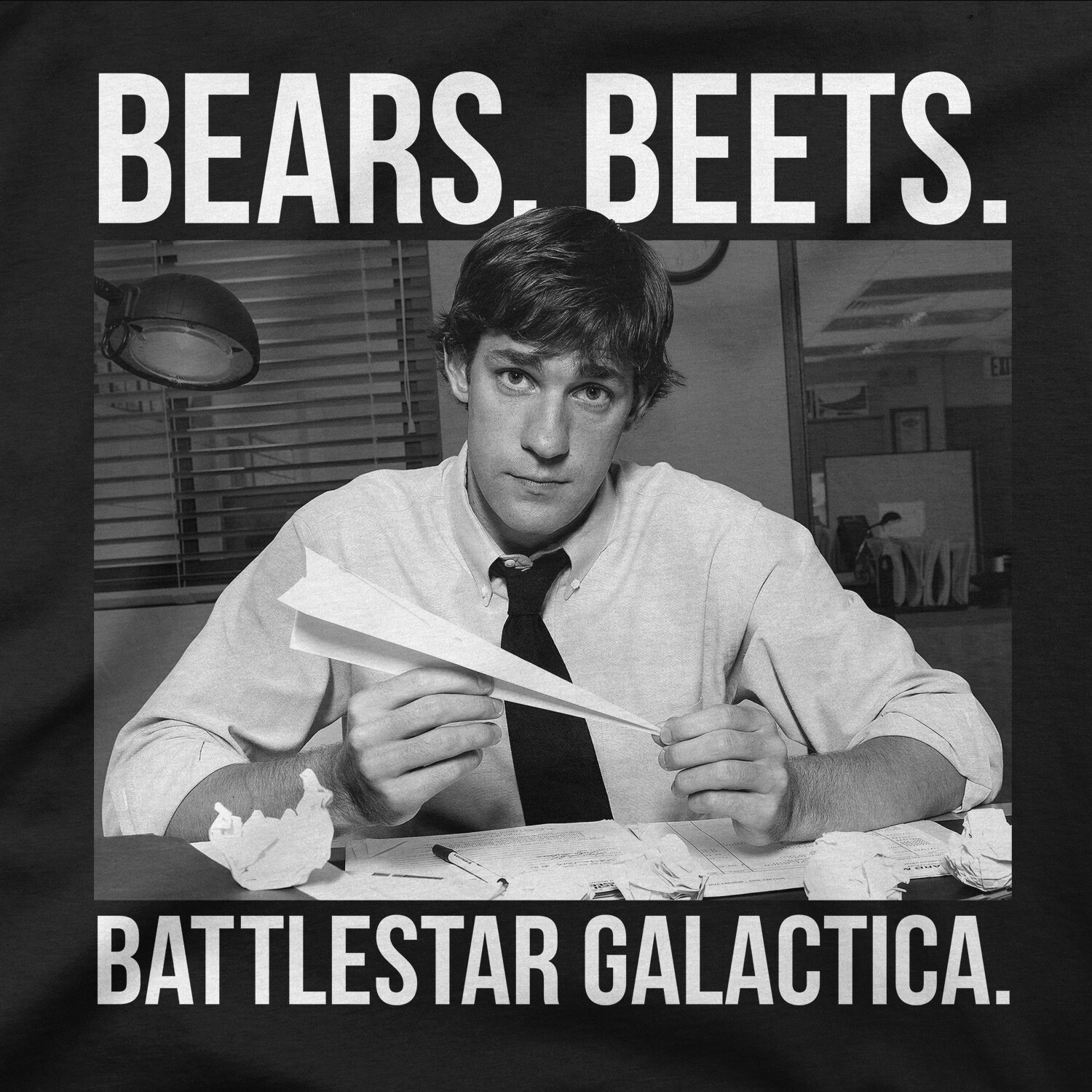 The Office Jim Halpert Bears Beets Battlestar Galactica T-Shirt gallery