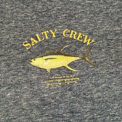 Salty Crew Premium Technical T Shirt LS Tuna Print Blue Gray Sz L UPF 40
