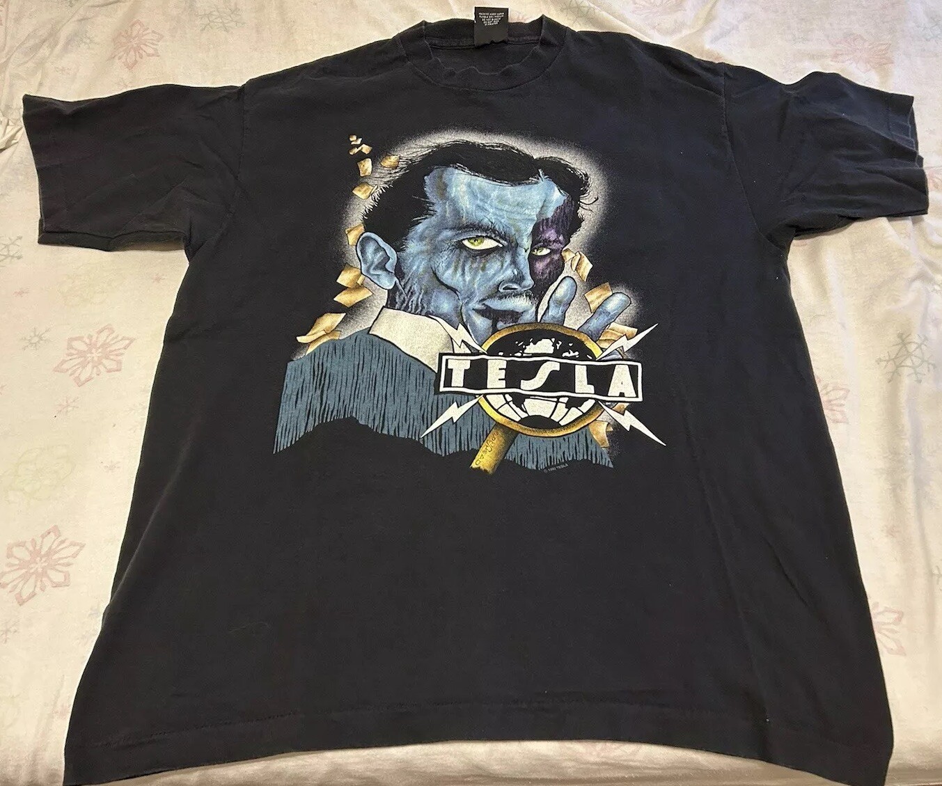 Vintage 1992 Tesla Psychotic Supper Pushead Tour Shirt Tee XL 90s Giant Tee Jays gallery