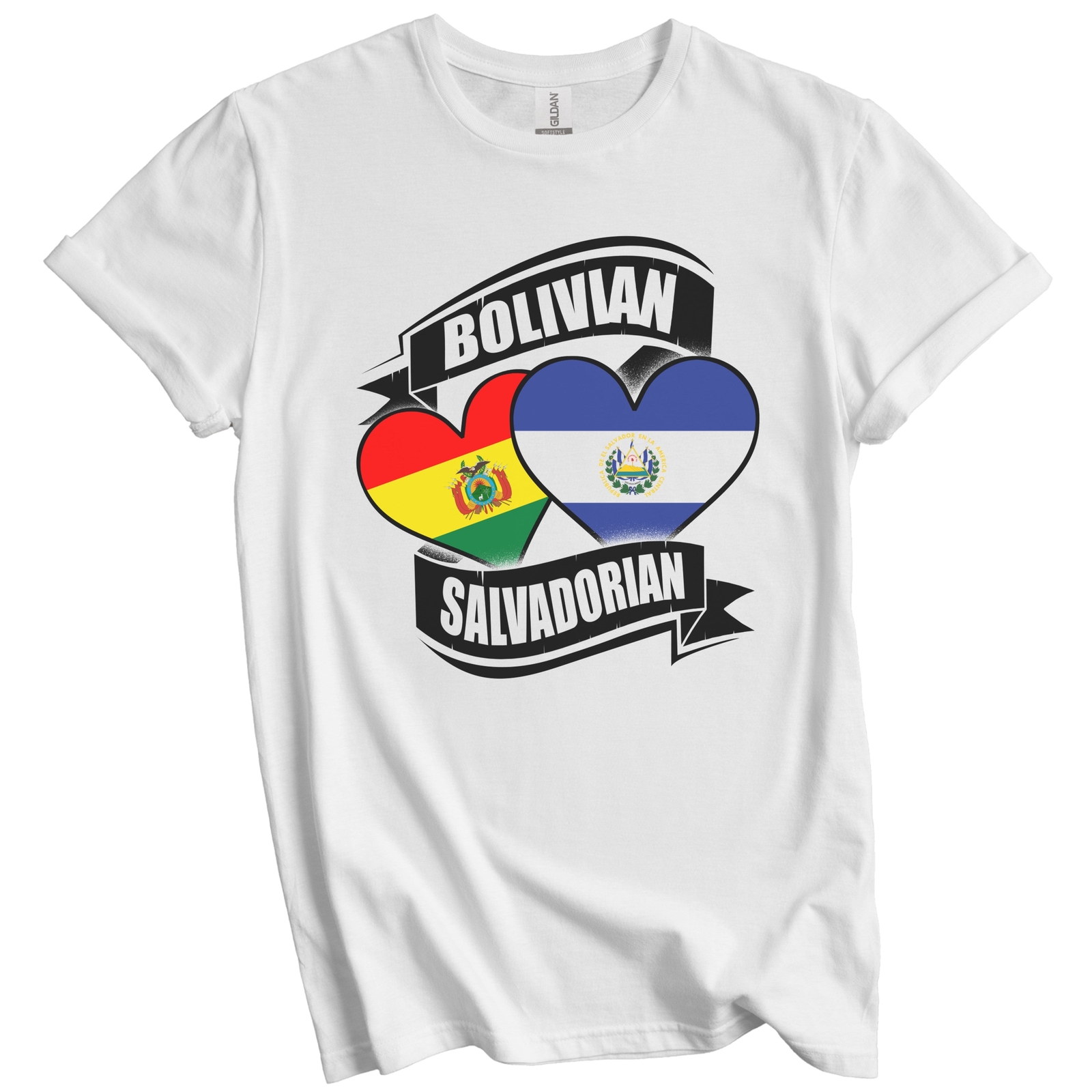 Bolivian Salvadorian Hearts Bolivia El Salvador Flags T-Shirt gallery
