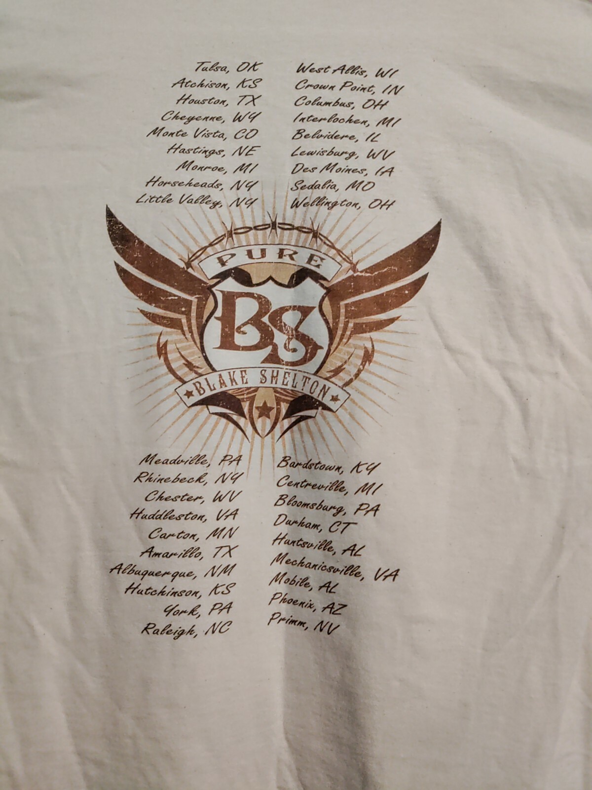 Blake Shelton Pure BS tour t-shirt - Ivory color Size L gallery