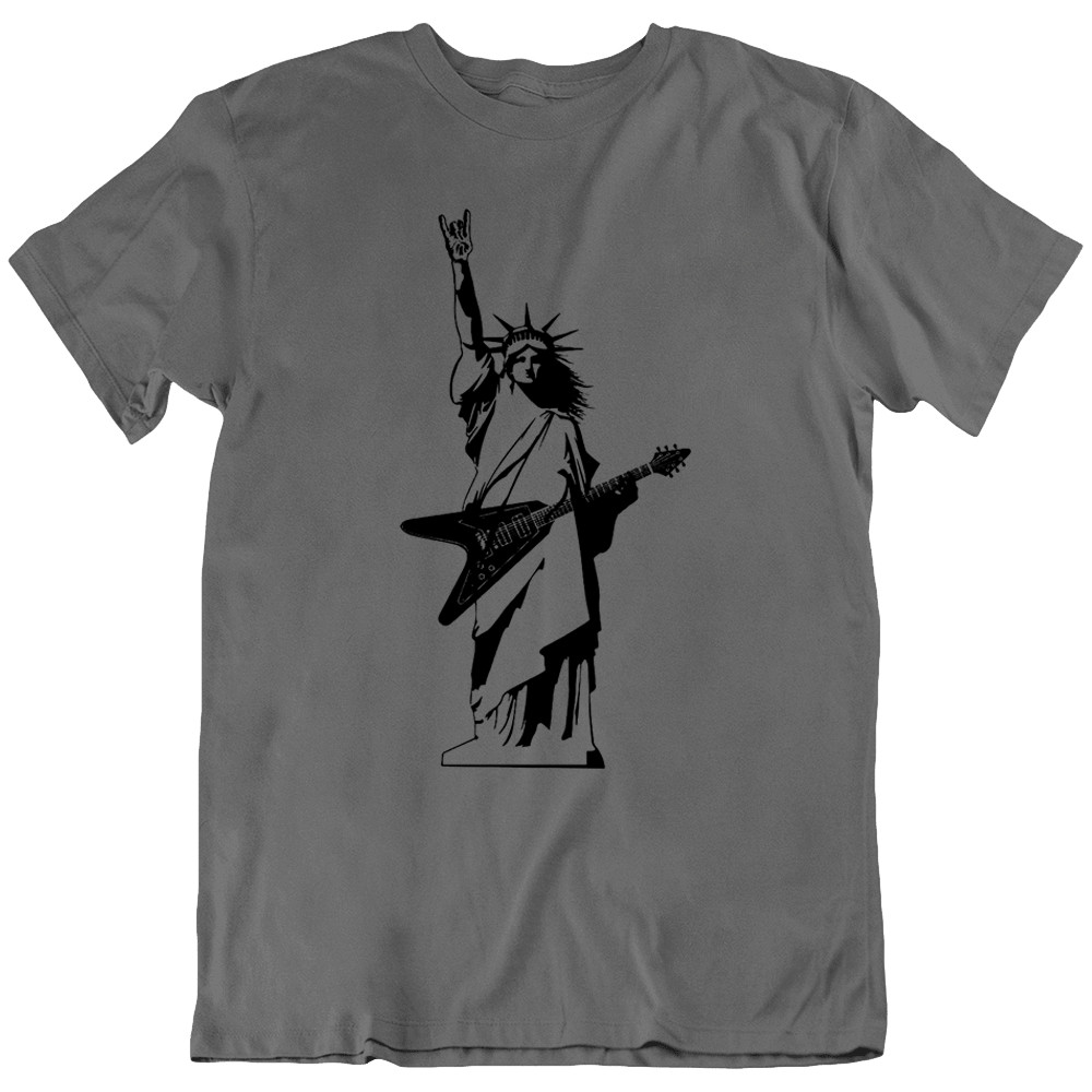 Guitar Rock Music Statue of Liberty Art Freedom Funny T-Shirt Tee Gift New gallery