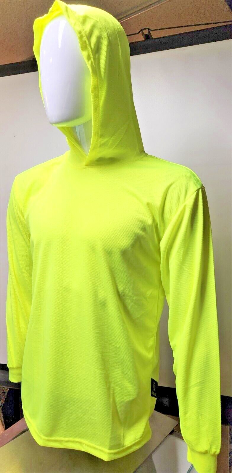 Yellow Long Sleeve Safety Shirt With Hoodie, Quick Dry Polyester Birdeye mesh gallery