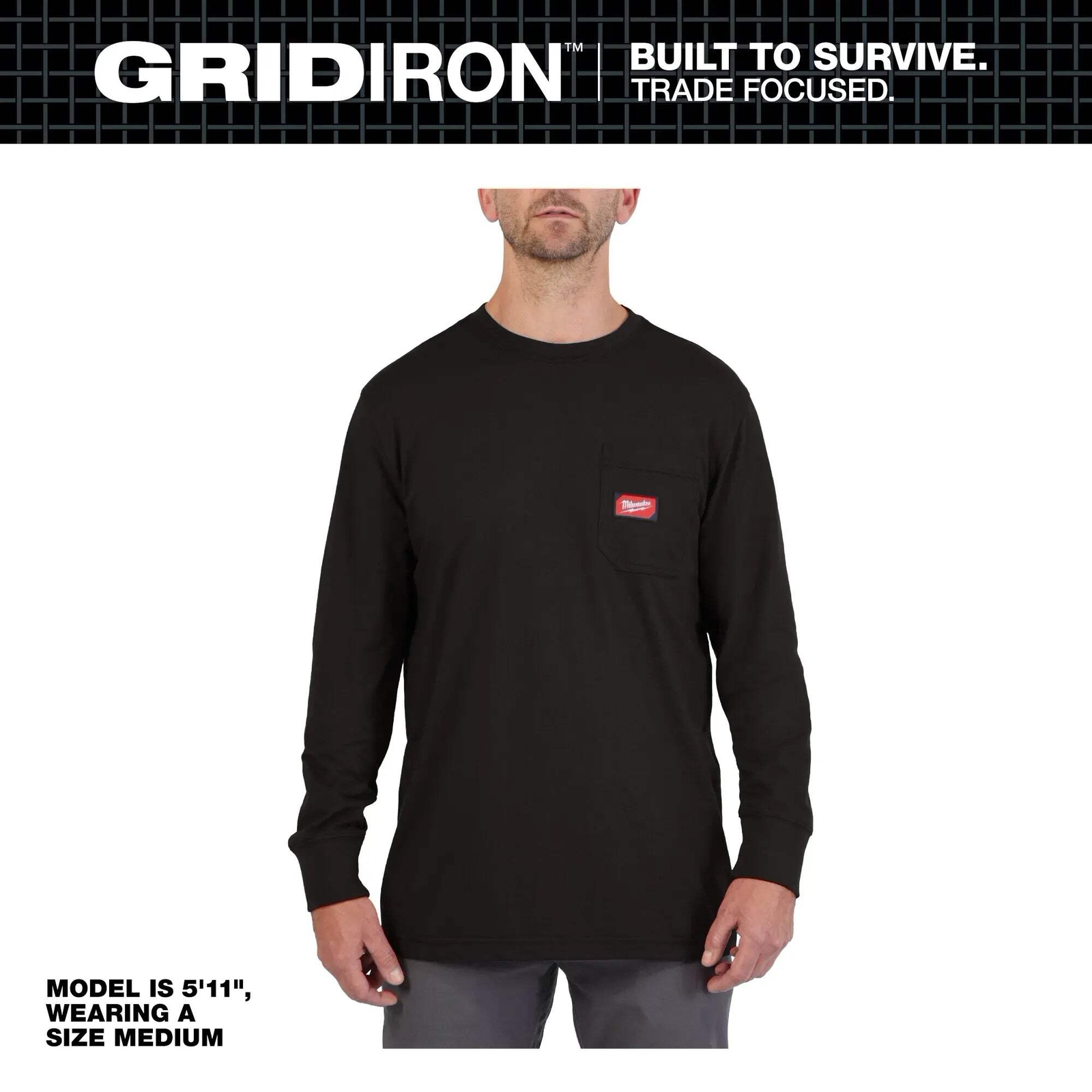 Milwaukee 606 Men's GRIDIRON Cotton/Polyester Long-Sleeve Pocket T-Shirt gallery