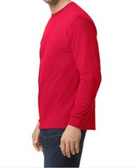 First Quality NEW Red Gildan Heavy Cotton Adult Long Sleeve T-Shirt, Size M.