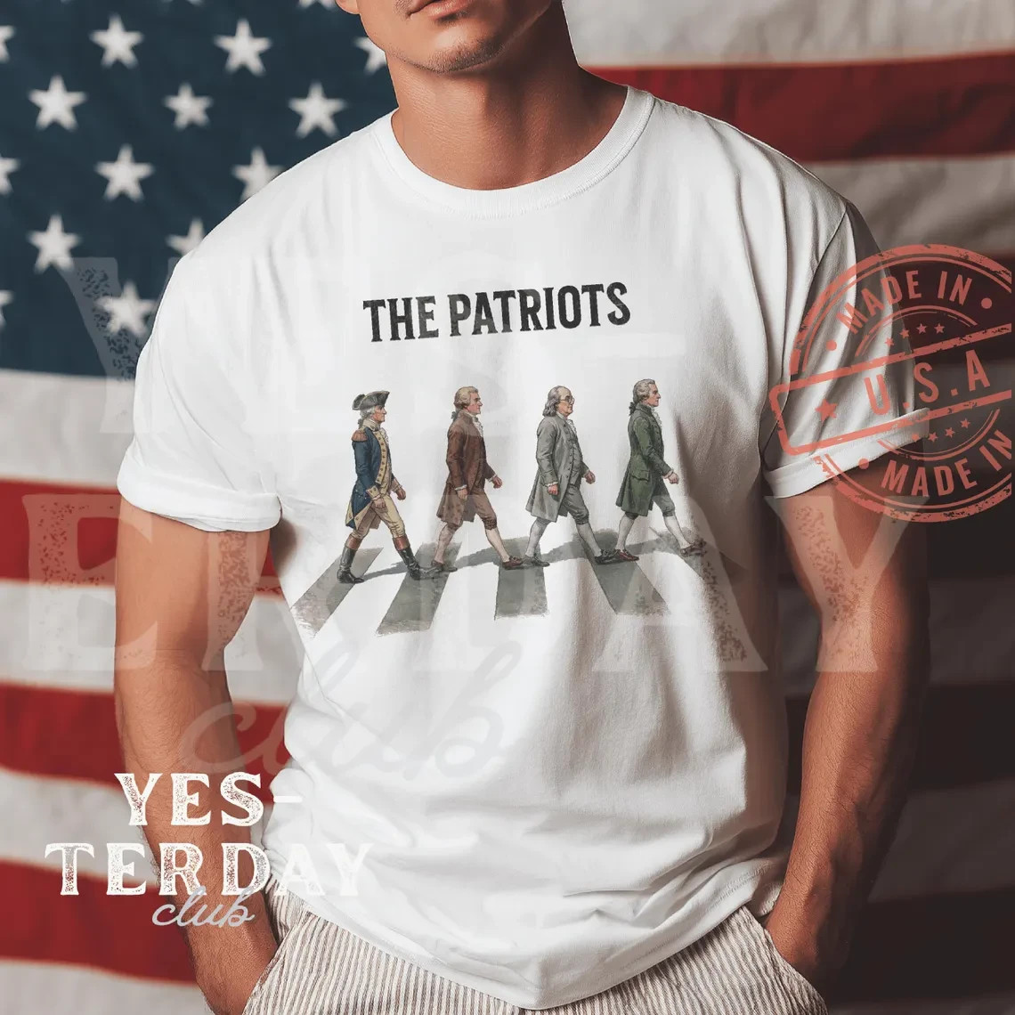The Patriots Founding Fathers Walking Abbey Road American Flag Patriotic T-Shirt gallery