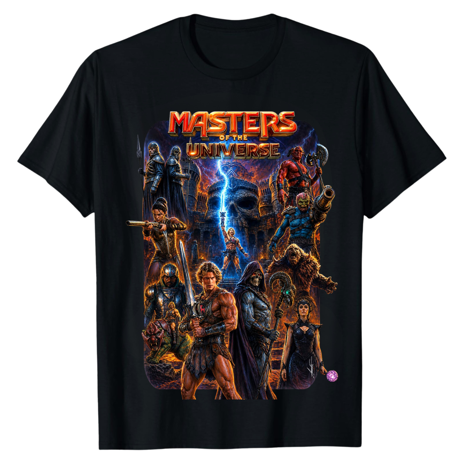 Masters Of The Universe T-Shirt He-Man and Skeletor Castle Grayskull Graphic Tee gallery