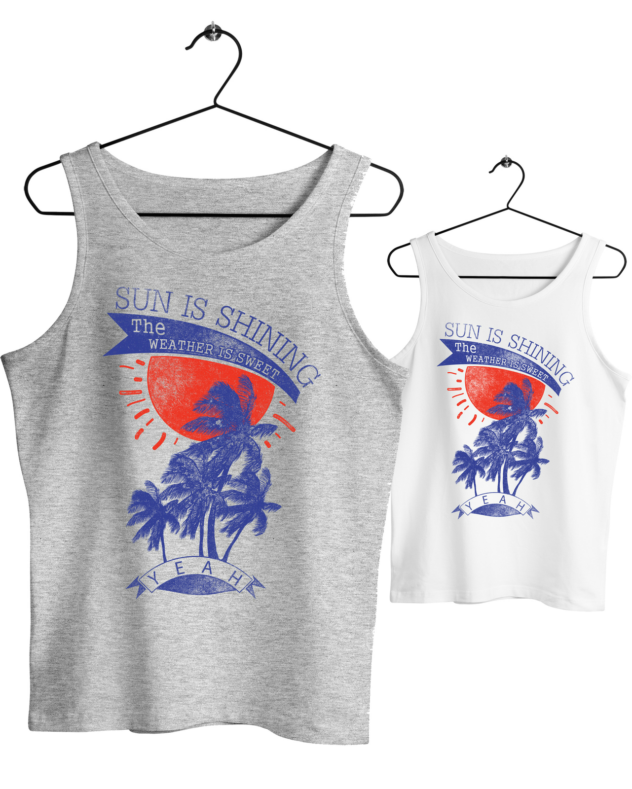 Mens Tank Top Muscle Shirt Sun is Shining Summer Beach Palm Trees Surfing SIS9720T
