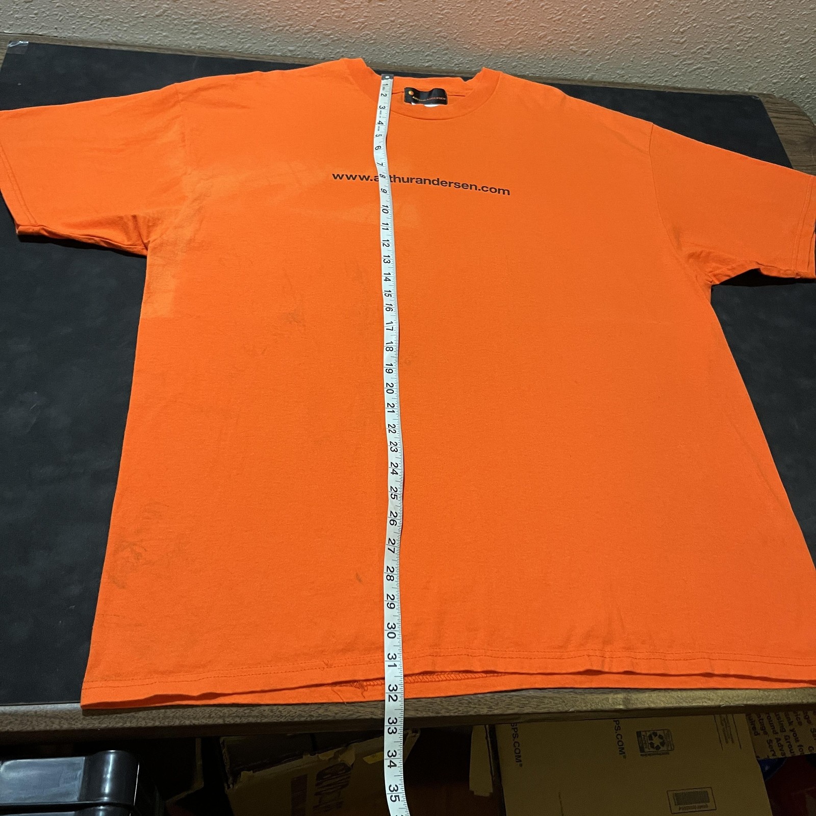 Vintage Arthur Andersen Enron Finance Shirt Mens 2XL Channel Orange 90s Banking gallery