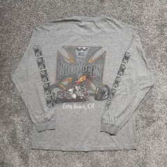 Vintage Grey West Coast Choppers Double Sided Longsleeve T Shirt Size XL Faded