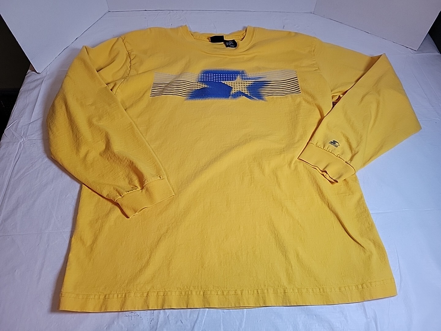 Vintage Starter T Shirt Men XLarge Yellow Graphic Logo Casual 00s Y2K Damage gallery