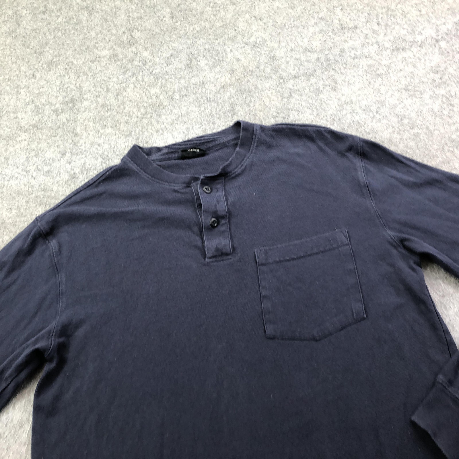 Filson Shirt Mens Small Blue Henley Long Sleeve Pocket Button Made In USA gallery